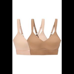 Rhonda Shear 2-pack Molded Cup Bra w Wrap Back Sienna/Pink Beige - Regular